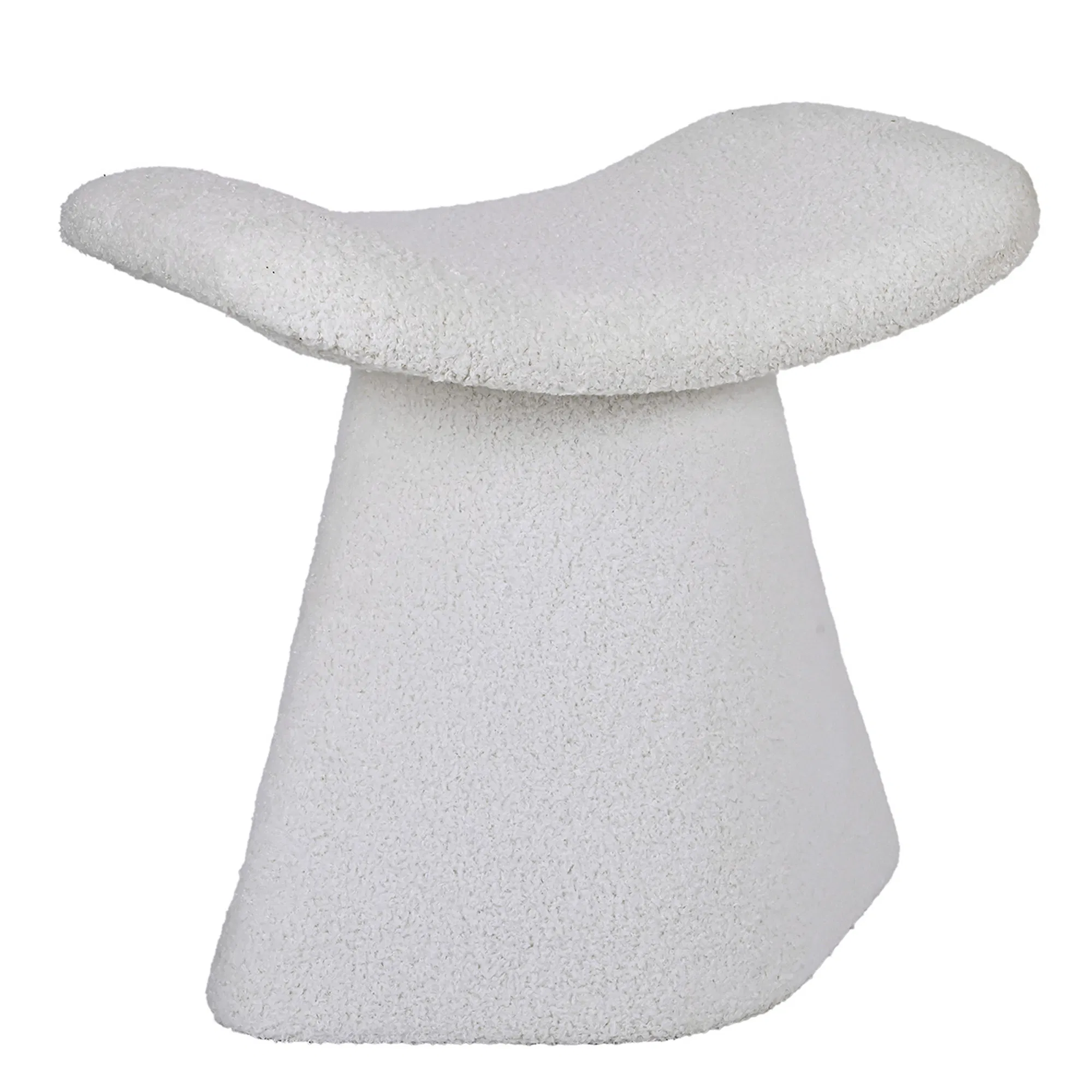 White Ottoman Poufs for Living Room, Sherpa Ottoman Stool, Cute Teddy Foot Rest, White Makeup Vanity Stool