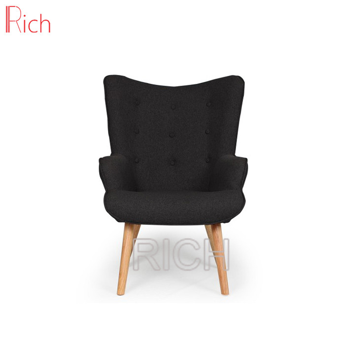 Wholesale Fabric Black Lounge Wingback Chair Backrest Armchair
