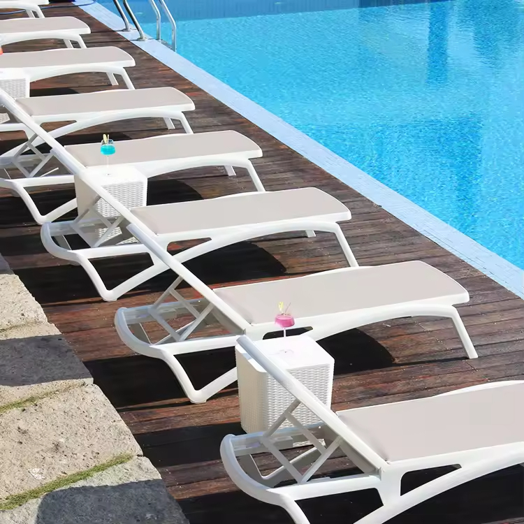 Tissu en maille de jardin transat de plage piscine lit de patio chaise longue