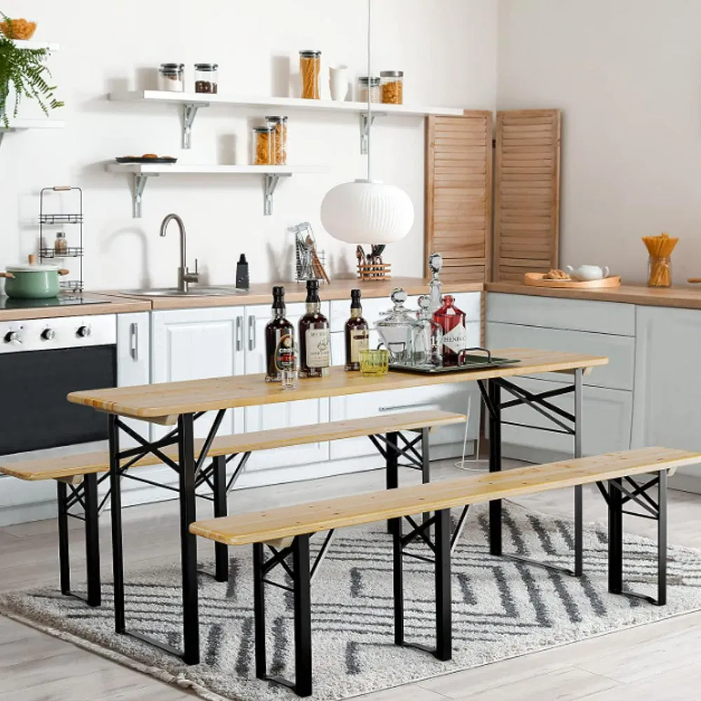 Outdoor Dining Solid Wood Dining Wooden Picnic Table and Bench for Restaurant