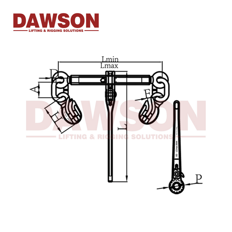 Dawson G100 Ratchet Type Load Binder with Safety Hooks for Lashing