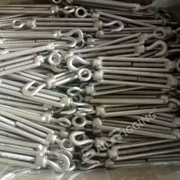 Wholesale Drop Forged DIN1480 Galvanized M16 M24 Large Size Turnbuckle DIN1480 with Hook and Eye