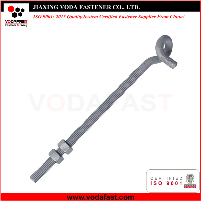 Vodafast Eye Hook Pig Tail Bolt with Nuts Hot DIP Galvanized
