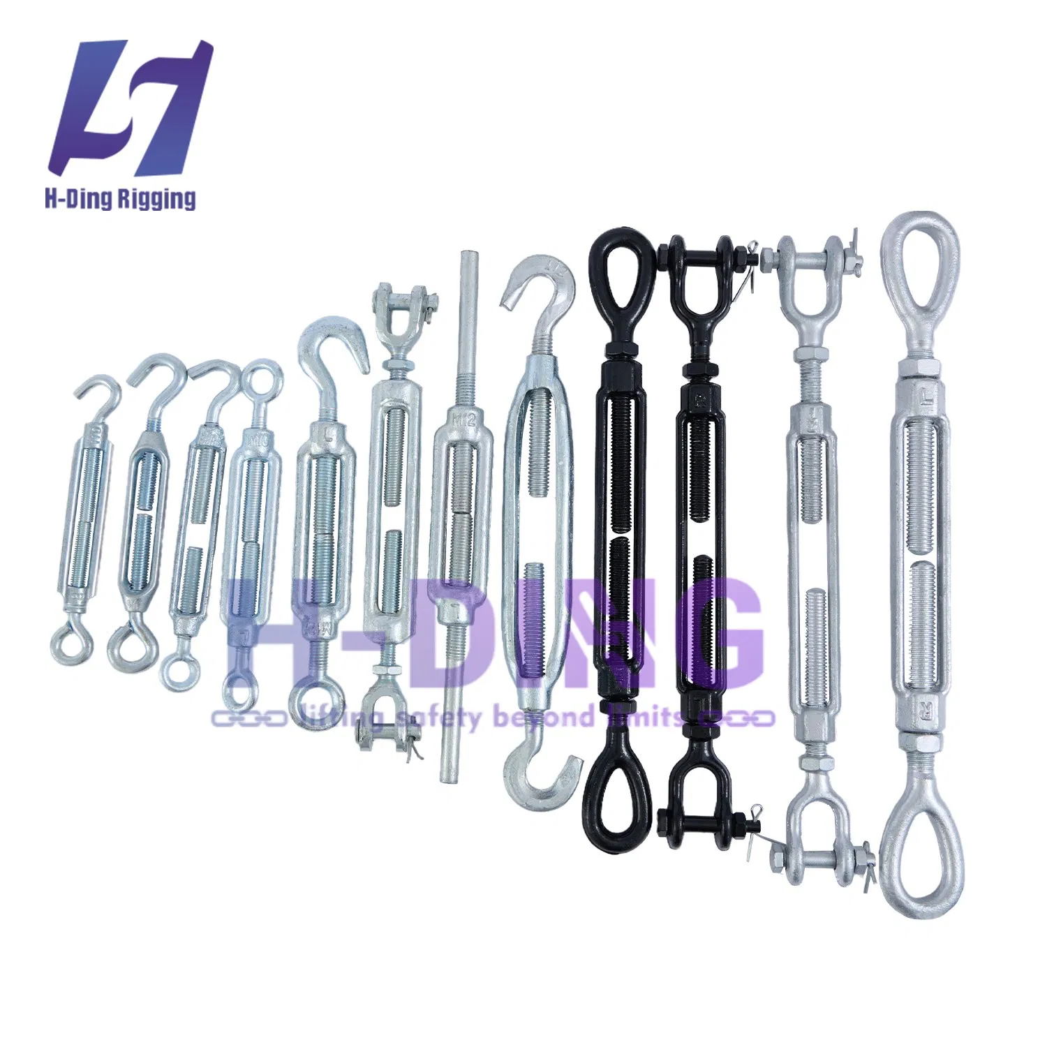 Jaw &amp; Jaw/Eye &amp; Eye/Jaw &amp; Eye /Hook Forged Carbon Steel Zinc Plated Electro Galvanized DIN1480 Us Type Turnbuckle