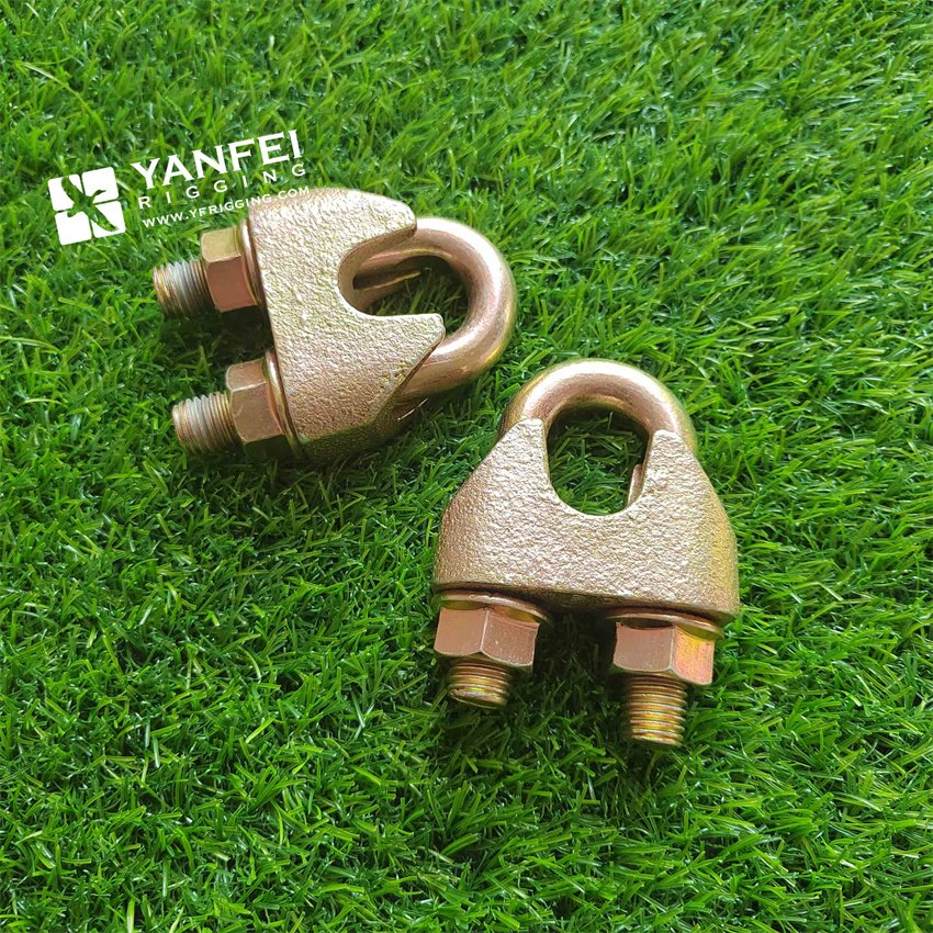 Fasteners DIN1142 Wire Rope Clips Forged Steel Cable Clips Yellow Zinc