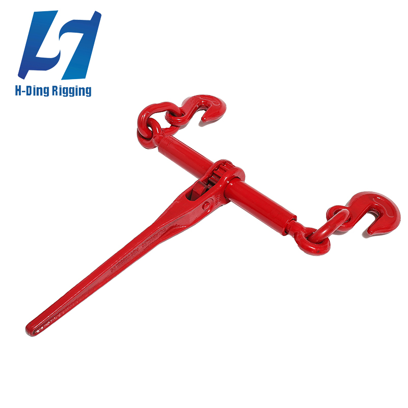 Heavy Duty 1/2-5/8 Wll13000lbs Red Painted Forged Ratchet Type Load Binder with Grab Hooks for Handle Lock Binding Chains