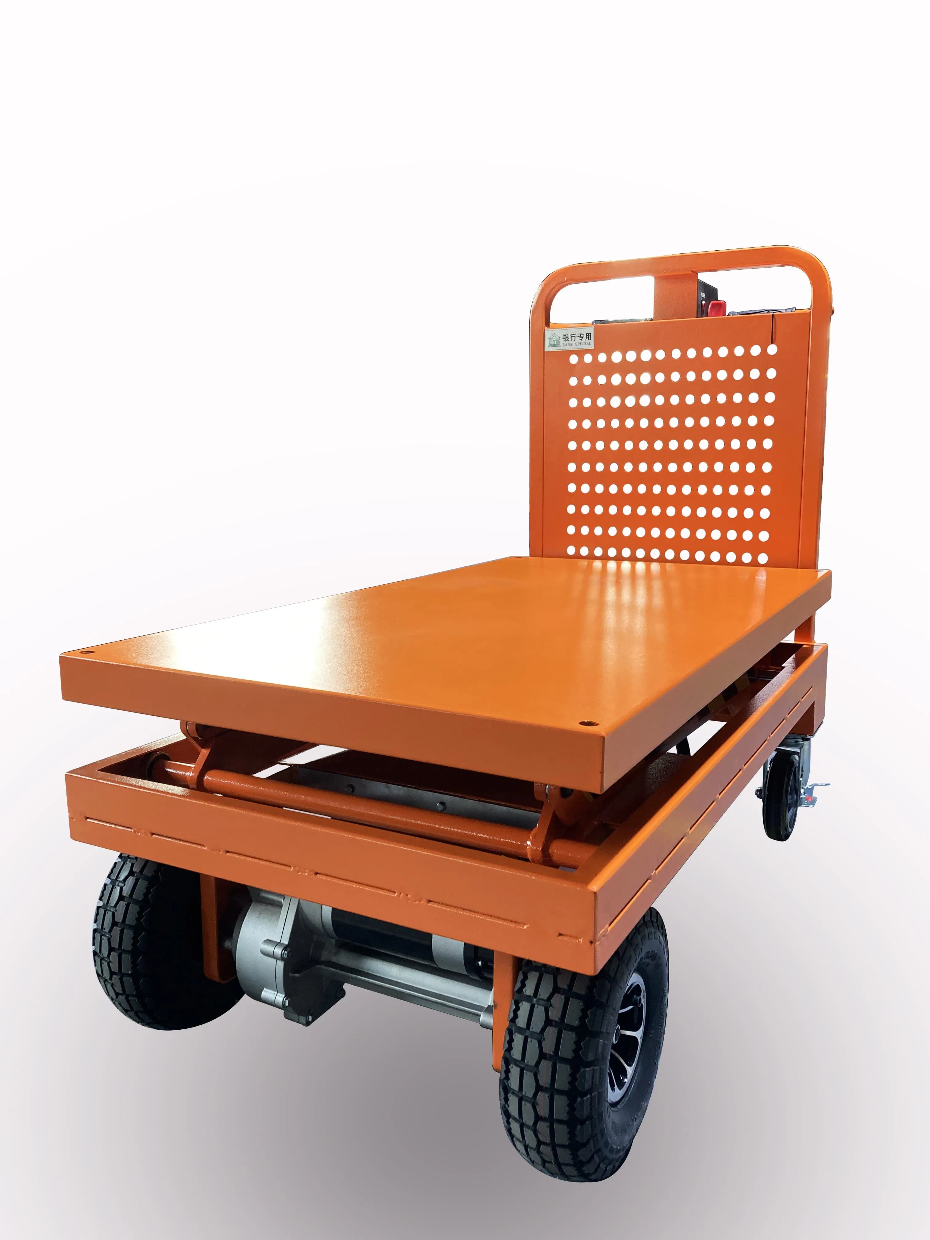 Premium Electric Lifting Cart 5ookg Double Fork Powered Lift &amp; Drive Scissor Trolley