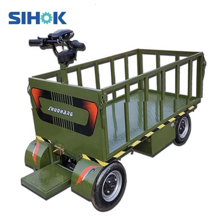 China Heavy Duty 2000kg Cargo Storage Transport Tool Four Wheel Motor Power 60V 1.5kw Flatbed Electric Trolley for Sale