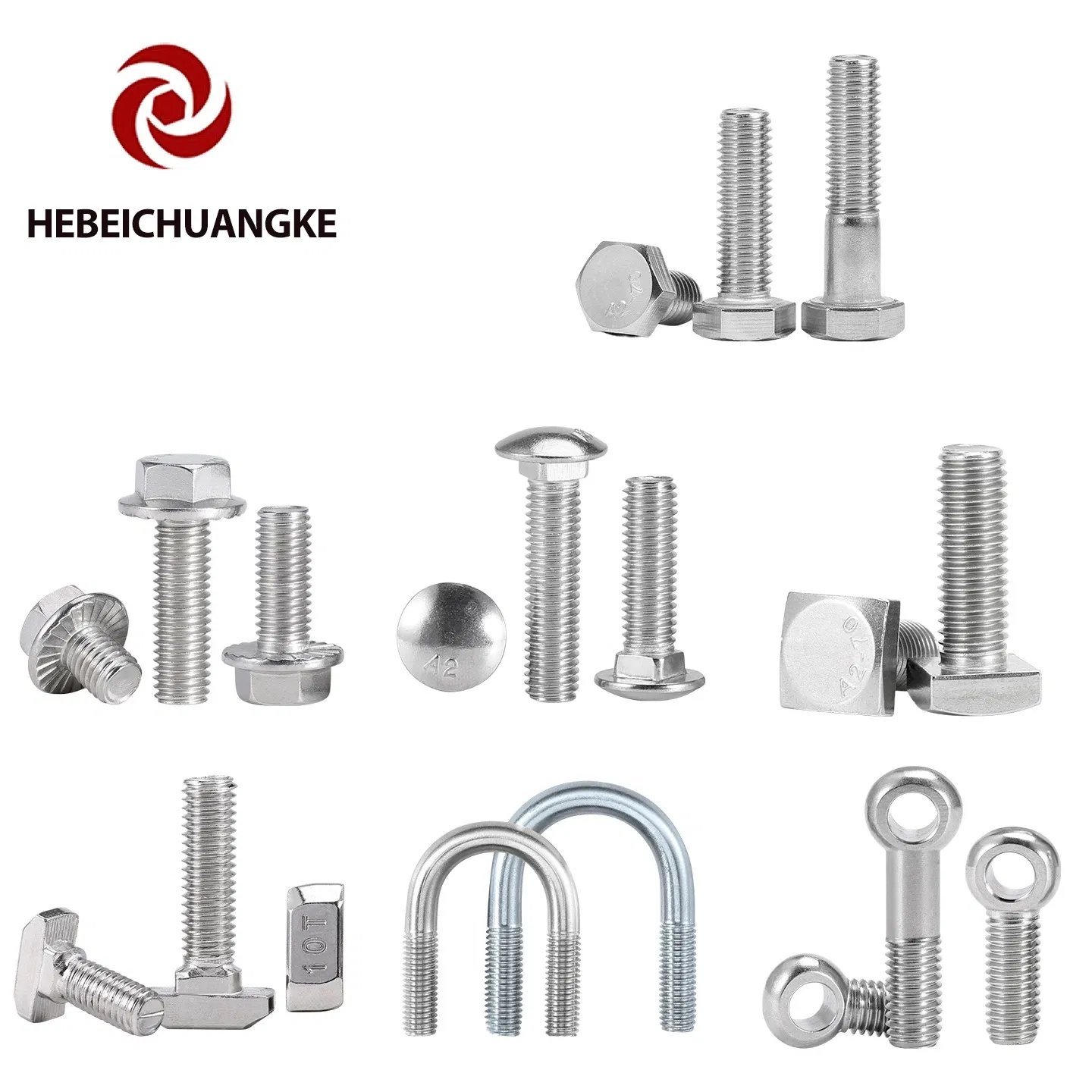 China Fastener Manufacturer Stainless Steel Hex Head Bolt and Nuts/T Bolt/Threaded Rods/U Bolt/Eye Bolt/Fixing Bolt/Expansion Anchor Bolt