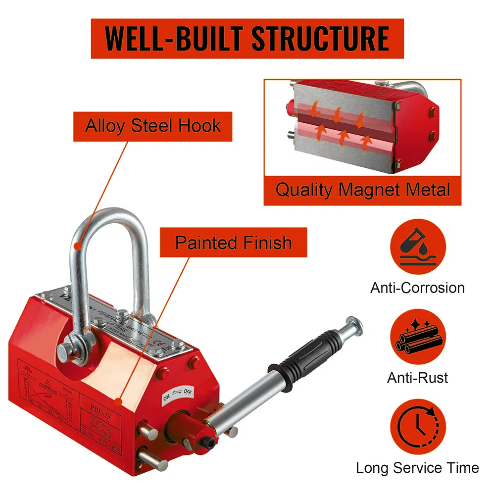 Permanent Magnetic Lifter 2 Ton Magnet Lifting Crane Hoist 2000kg Magnetic Lifter