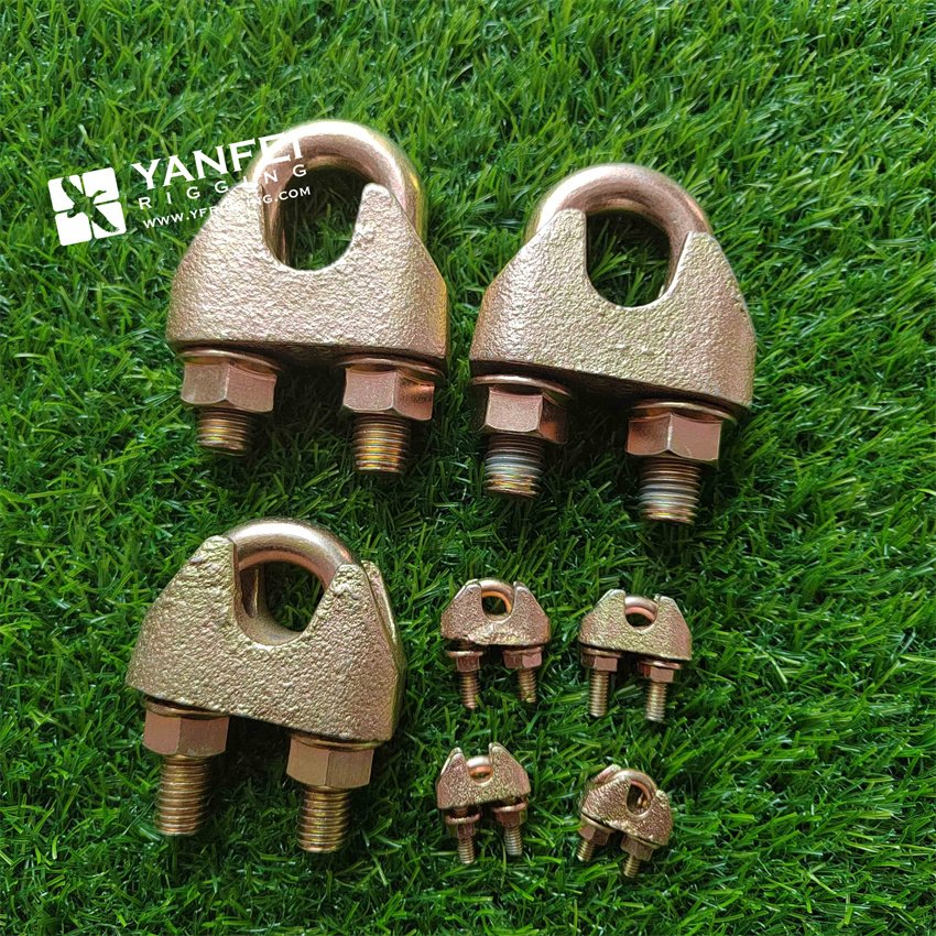 Fasteners DIN1142 Wire Rope Clips Forged Steel Cable Clips Yellow Zinc