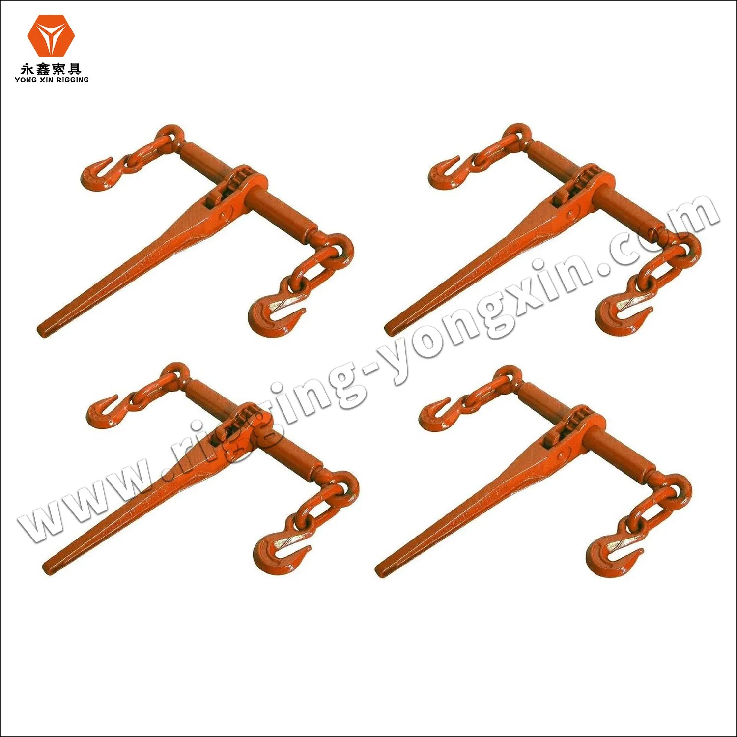 Us Type G80 Red Painted Carbon Steel Drop Forged Standard L140 Type Spring Folding Handle Ratchet Type Chain Load Binder