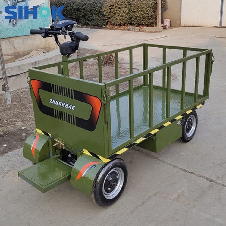 China Heavy Duty 2000kg Cargo Storage Transport Tool Four Wheel Motor Power 60V 1.5kw Flatbed Electric Trolley for Sale