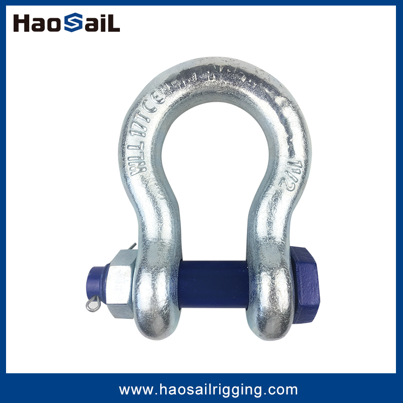 G2130 Us Type Rigging Hardware Fitting Electric/Hot DIP Galvanized/Painted Bow/Anchor Shackle with Safety Bolt Nut for Chain/Wire Rope Sling