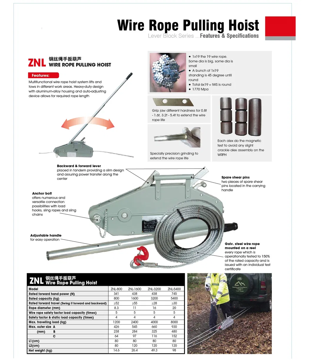 Hoist Specification Chart