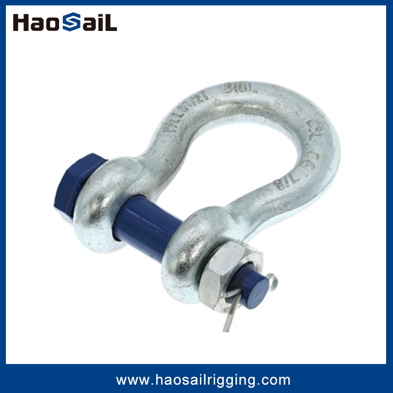 G2130 Us Type Rigging Hardware Fitting Electric/Hot DIP Galvanized/Painted Bow/Anchor Shackle with Safety Bolt Nut for Chain/Wire Rope Sling