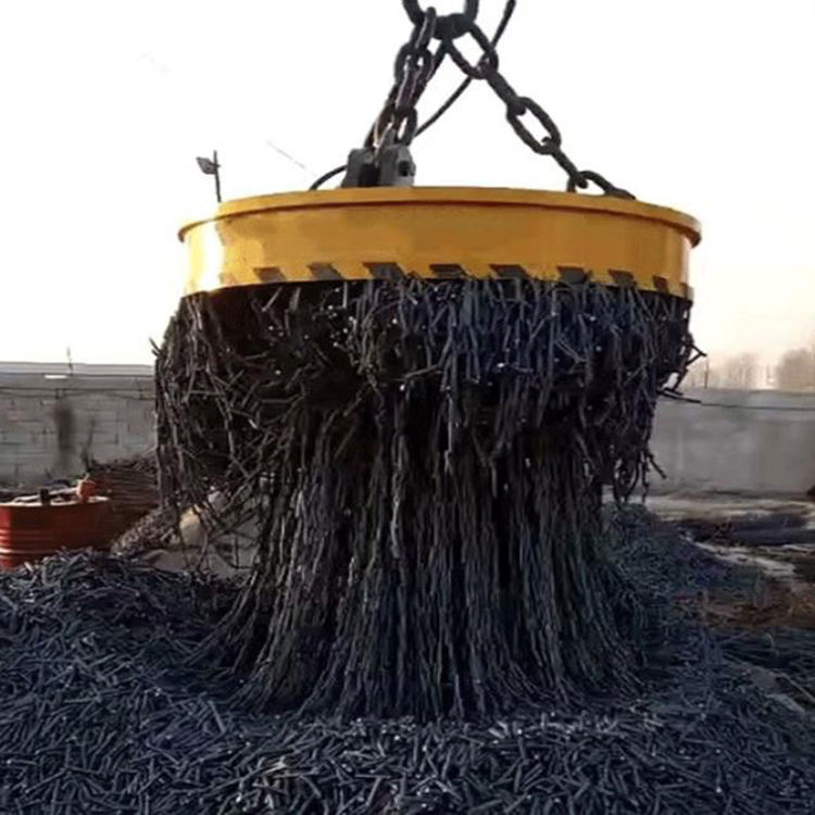 1 Ton Round Steel Electric Scraps Handling Electrical Magnetic Crane Lifter Electric Magnetic Lifting Magnets