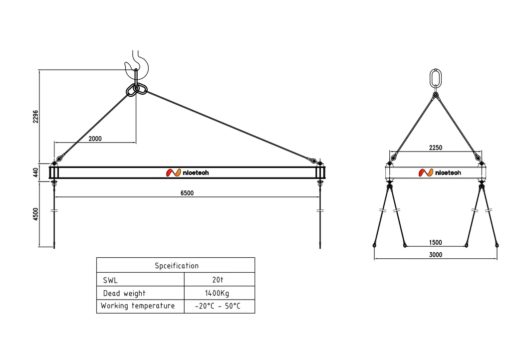 General Drawing of 20t Lifting Beam