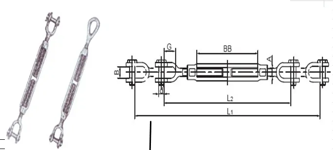 Turnbuckle Us Type with Jaw-Eye FF-T791b Forged