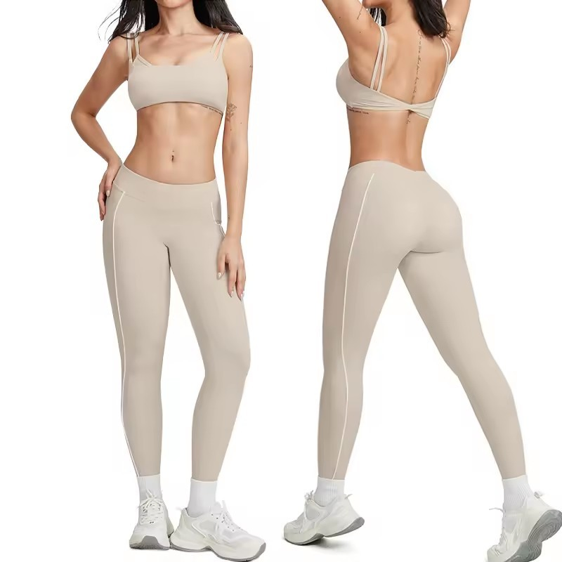 Mujeres 2PCS Conjunto de Yoga Ropa Deportiva Conjunto de Fitness Ropa de Entrenamiento Traje Deportivo Ropa Interior Femenina Pantalones de Cintura Alta Ropa Atlética Ropa de Yoga Ropa de Gimnasio