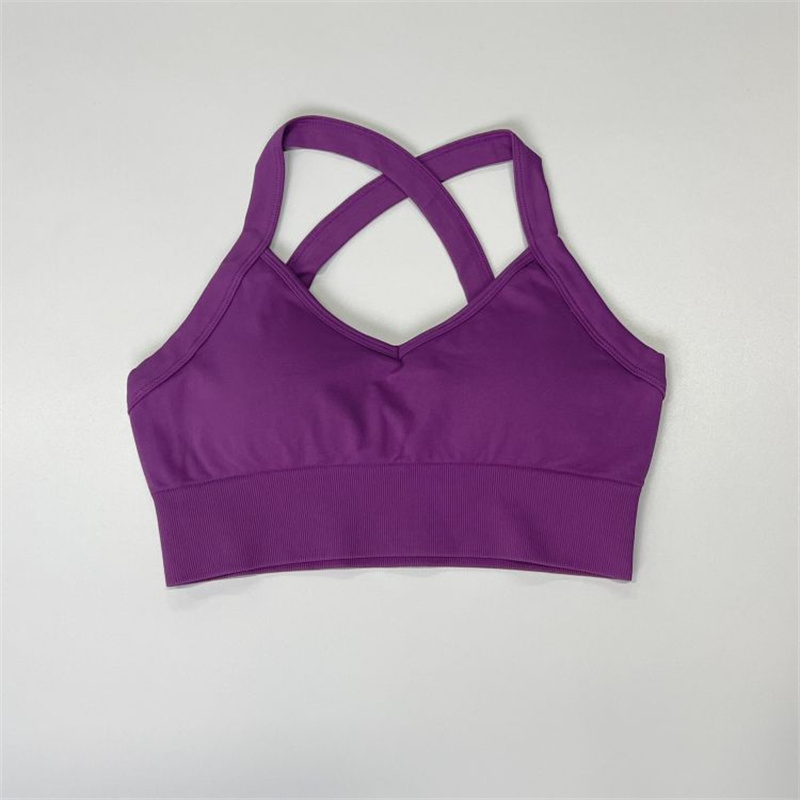 Top corto de yoga de secado rápido de spandex de nuevo modelo al por mayor, moda activa, talla grande, sujetador deportivo sexy de alto impacto para mujeres