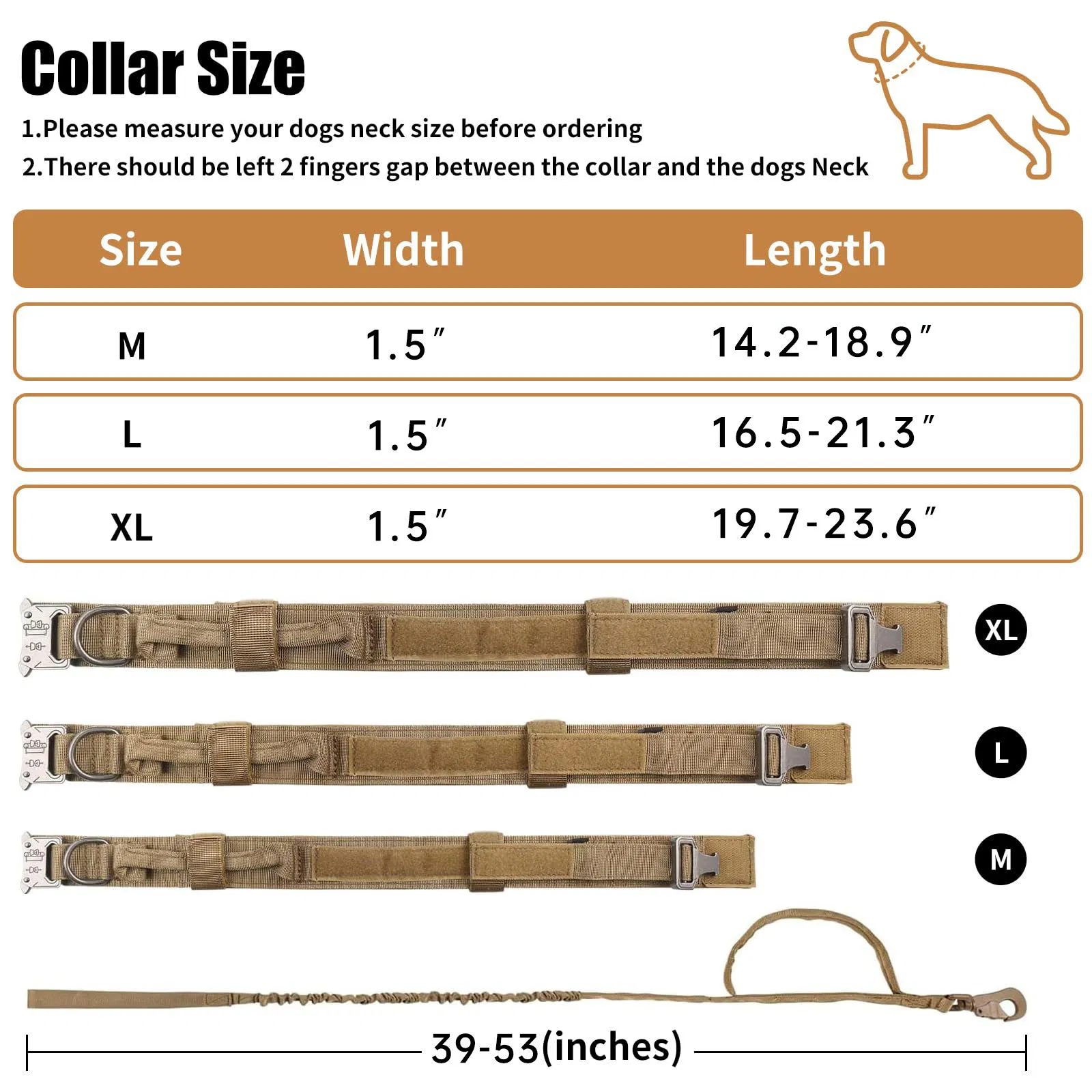 Conjunto de Collar y Correa Táctica Personalizada para Perros, Correa de Nylon Bungee Ajustable, Collar y Correa de Alta Resistencia para Paseo y Entrenamiento