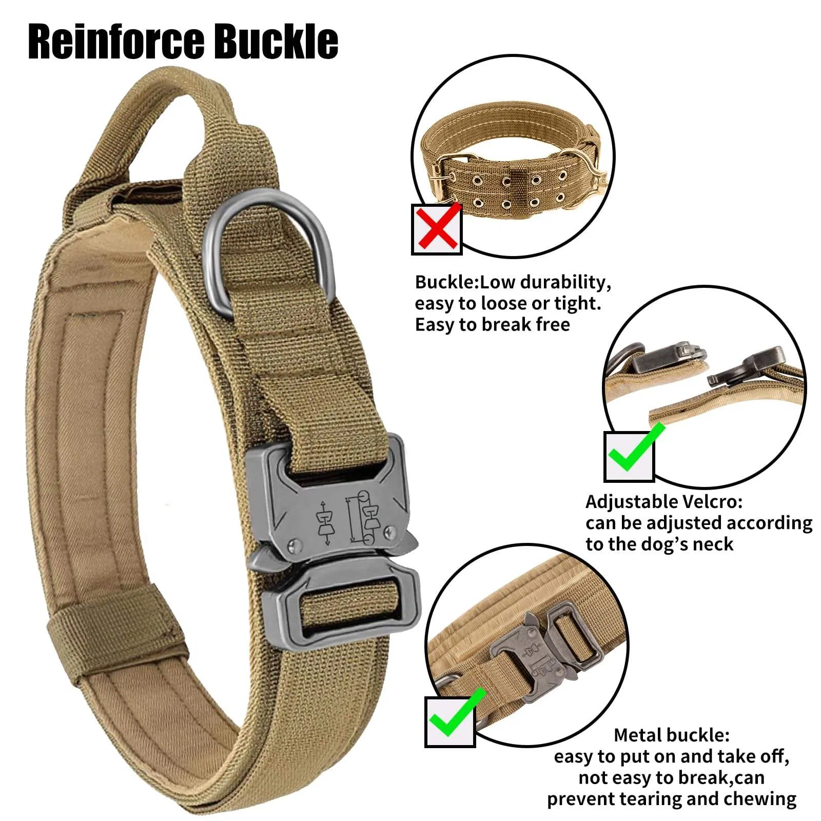 Conjunto de Collar y Correa Táctica Personalizada para Perros, Correa de Nylon Bungee Ajustable, Collar y Correa de Alta Resistencia para Paseo y Entrenamiento