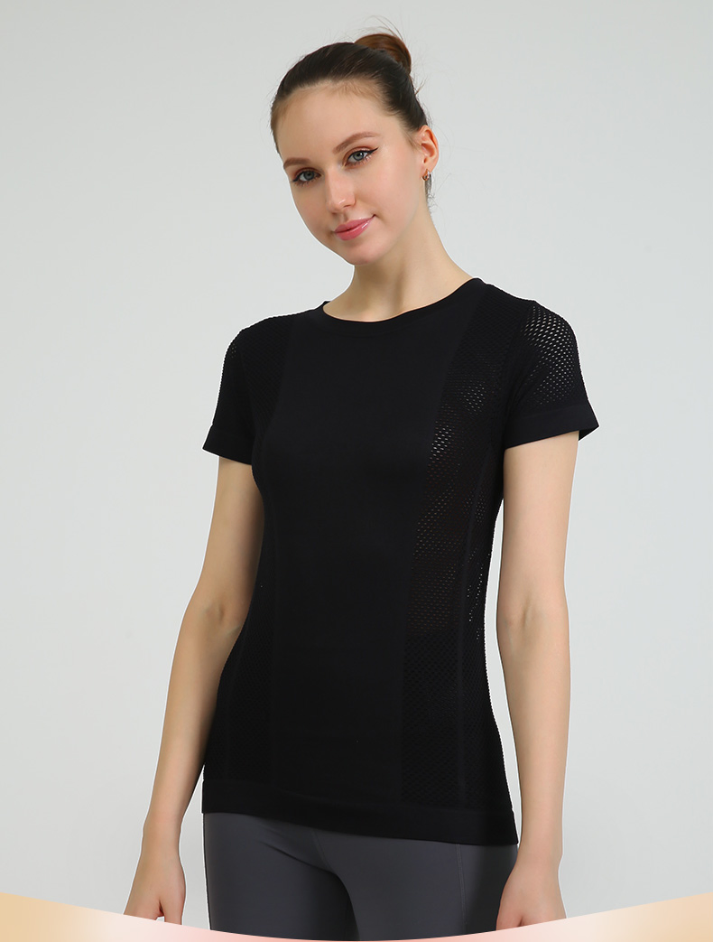Camisetas de yoga de manga corta para mujer, ajustadas y ceñidas, para gimnasio, correr, entrenar, ropa de fitness de malla para el verano