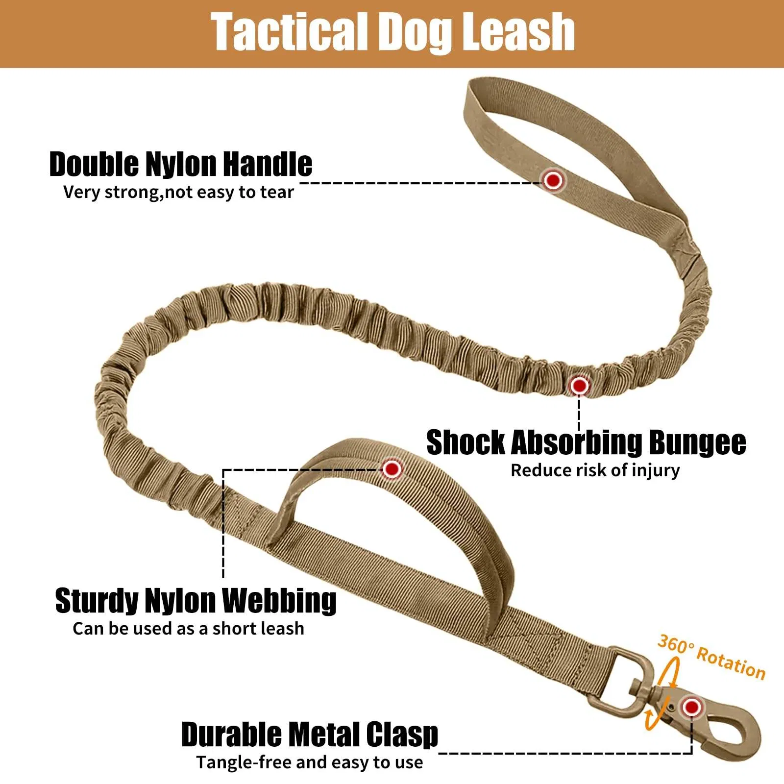 Conjunto de Collar y Correa Táctica Personalizada para Perros, Correa de Nylon Bungee Ajustable, Collar y Correa de Alta Resistencia para Paseo y Entrenamiento