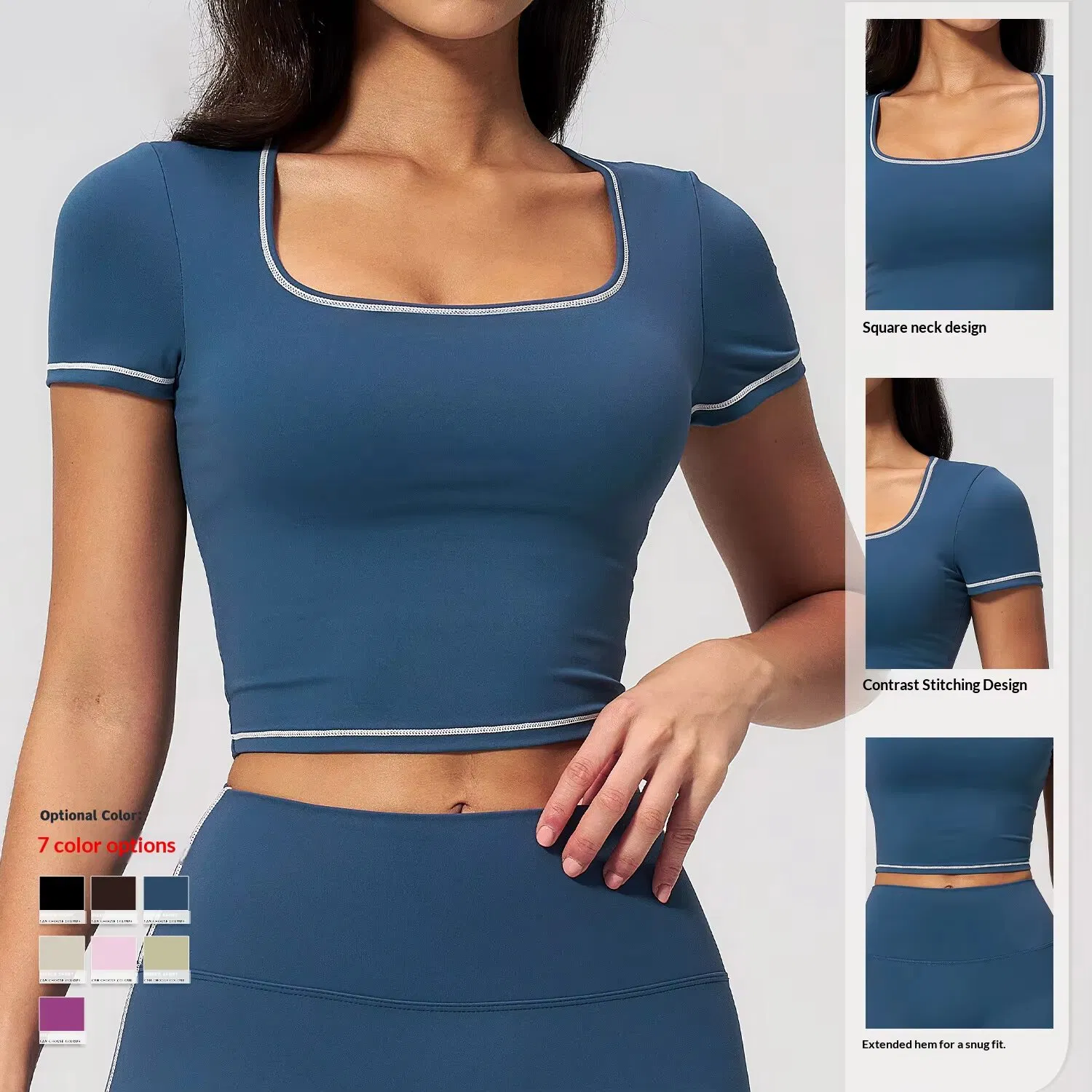 Ropa deportiva mujer gimnasio yoga camiseta de manga corta ajustada a la cintura expuesta ropa femenina de secado rápido para correr fitness top de yoga