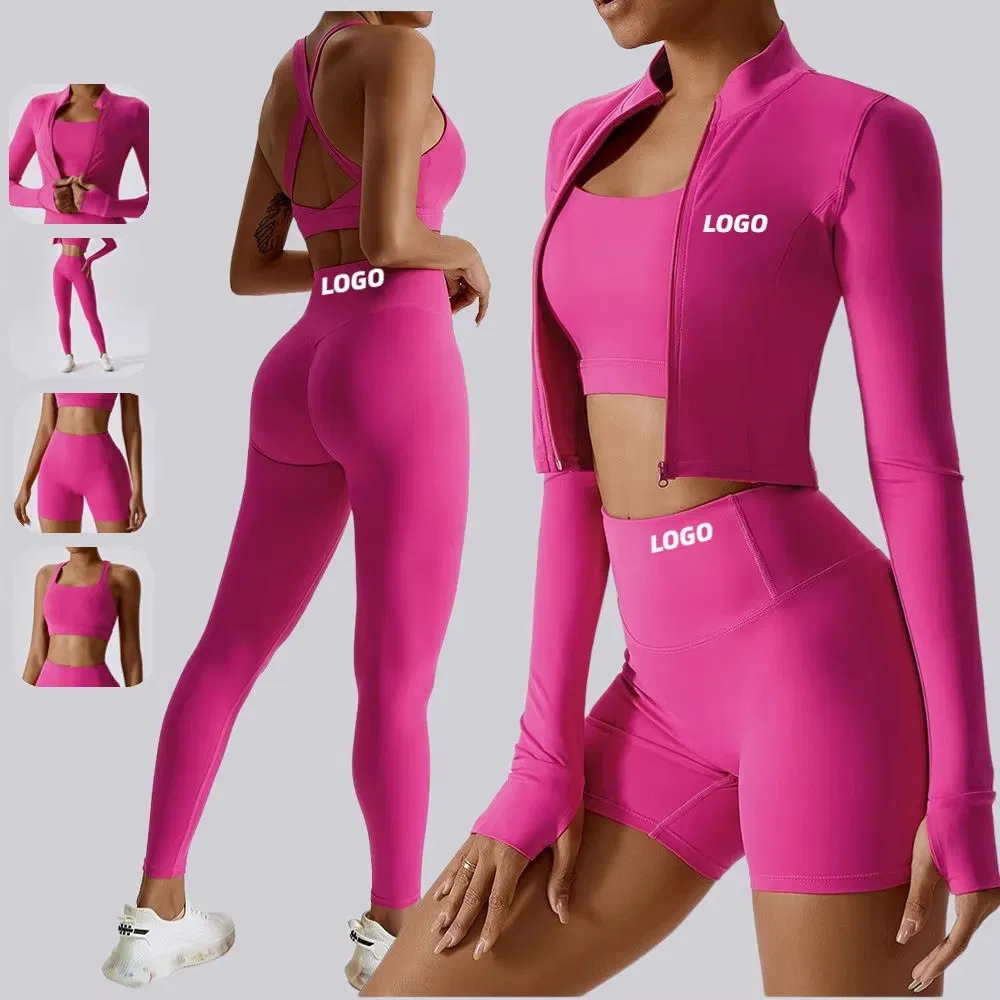Conjunto de ropa personalizada para pilates y yoga, ropa de ocio para mujer, ropa activa, moda de fitness, trajes de gimnasio, abrigo, ropa deportiva