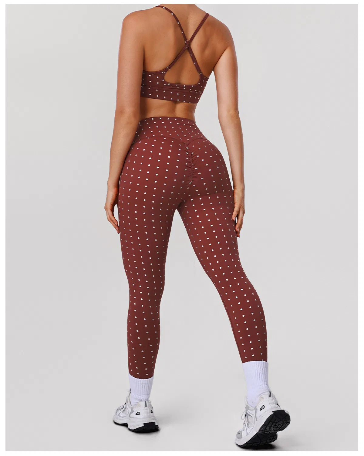 Conjuntos de entrenamiento para mujer Polka DOT, leggings de alta elasticidad, sujetador deportivo, ropa de gimnasio