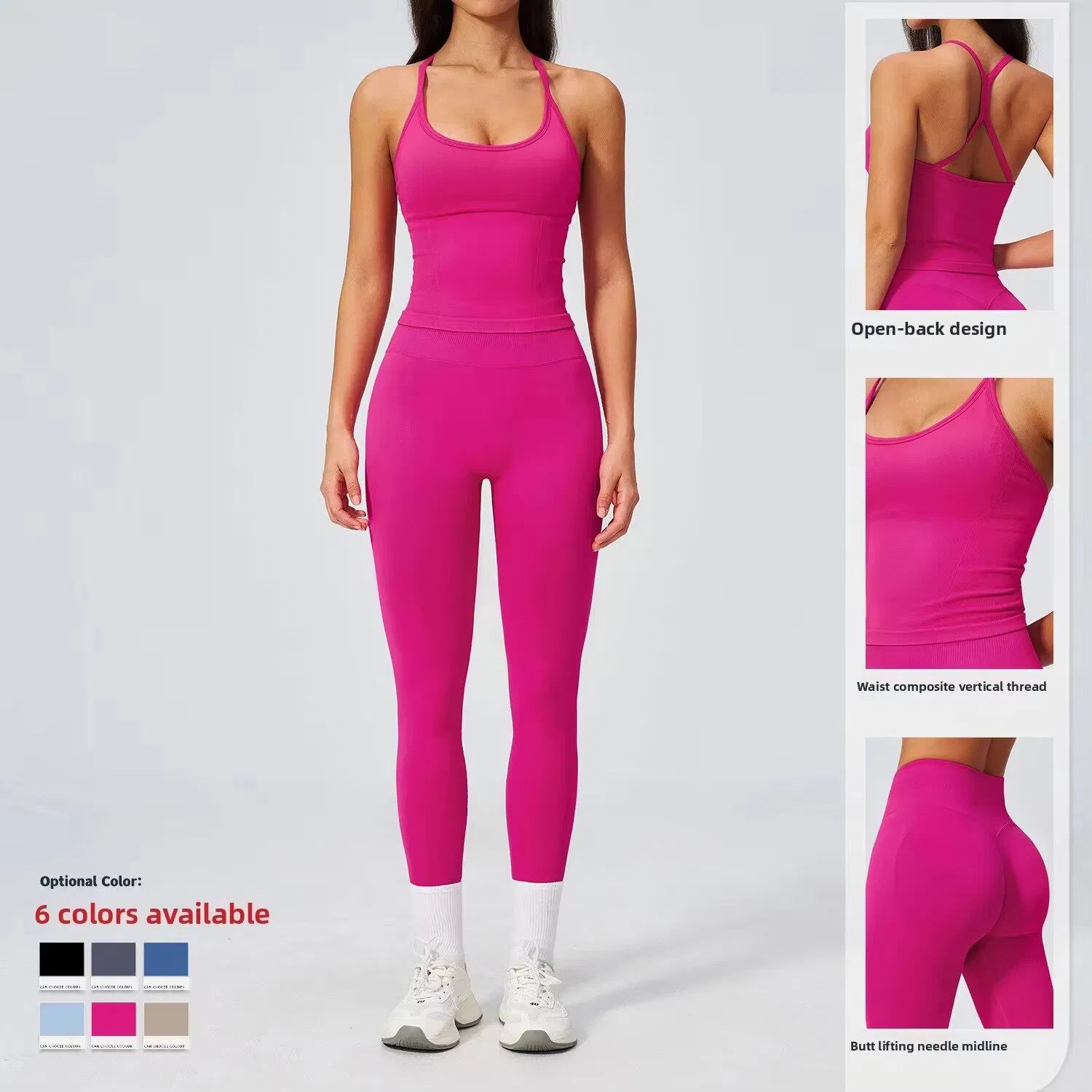 Conjunto de Yoga de Verano para Mujeres, Ropa Activa Sin Costuras, Cintura Alta, Control de Abdomen, Levantamiento de Glúteos 2-Piece Ropa de Gimnasio al Aire Libre, Conjunto de Fitness, Ropa Deportiva