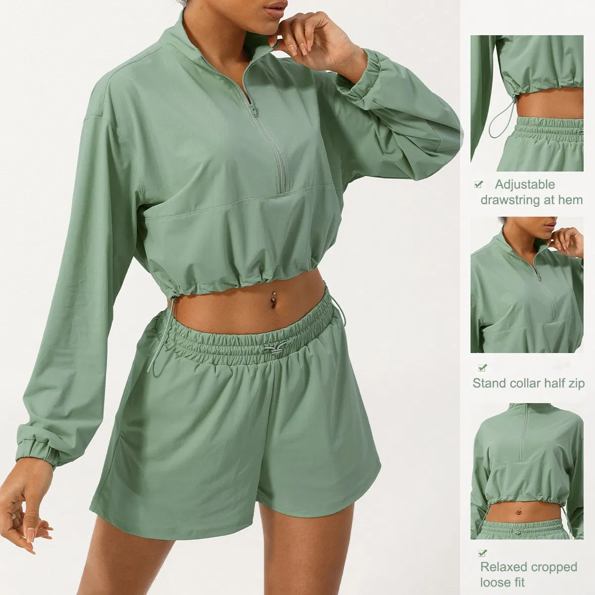 Conjunto deportivo casual de dos piezas de manga larga transpirable para protección solar, ropa de senderismo y running al aire libre, de secado rápido y ligera