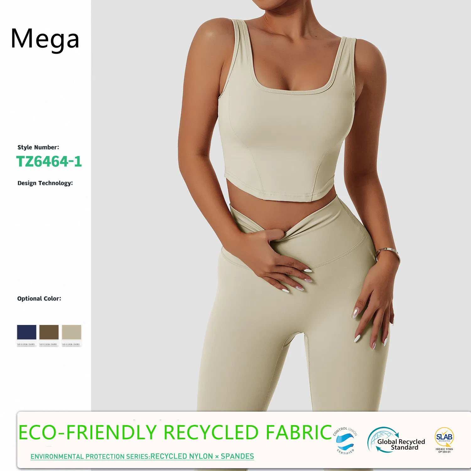 Conjunto de yoga de tela reciclada ecológica para mujeres, ropa deportiva para ciclismo y running