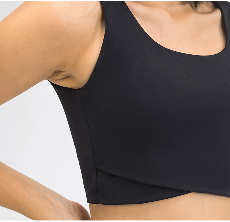 Sujetador deportivo de alta calidad sin mangas para mujeres; S dobladillo ancho de alto impacto para yoga