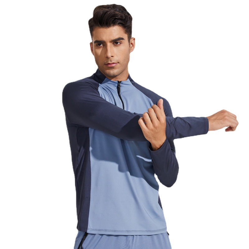 Ropa de secado rápido de manga larga para otoño e invierno, camiseta ajustada de entrenamiento con media cremallera para hombres, baloncesto, running y deportes al aire libre