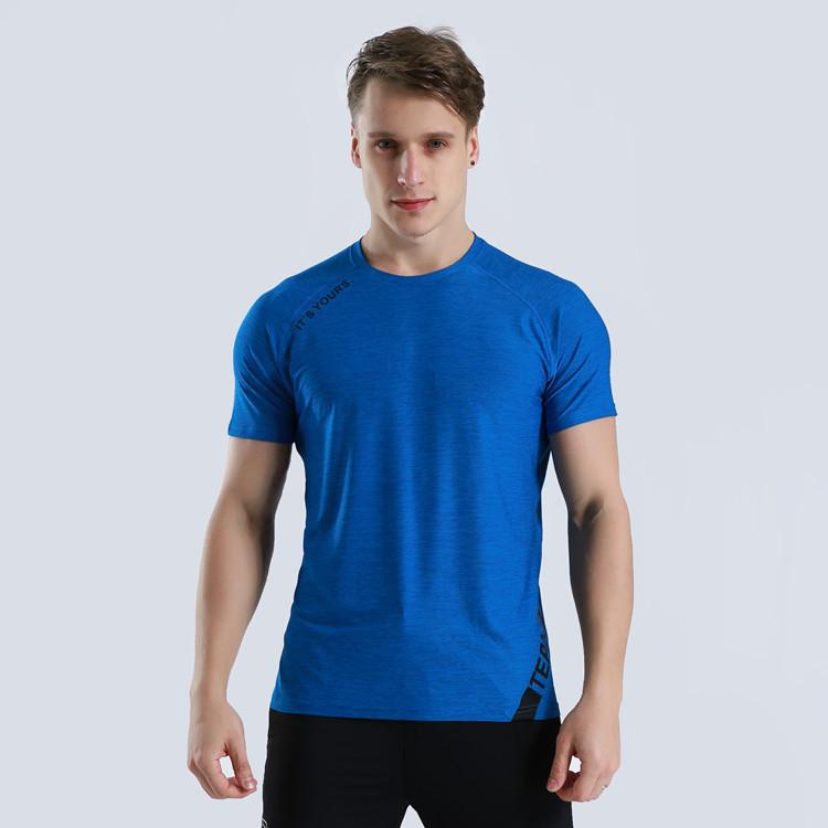 Camiseta de gimnasio para correr de color sólido, ajuste ceñido, absorción de humedad, secado rápido, camiseta deportiva de poliéster y spandex para hombres