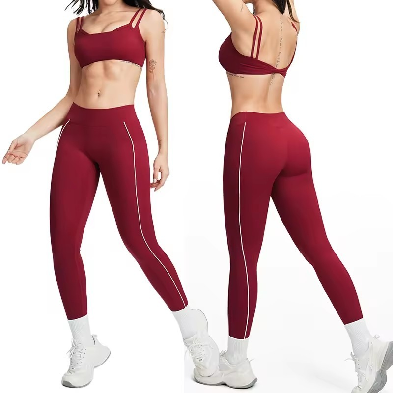 Mujeres 2PCS Conjunto de Yoga Ropa Deportiva Conjunto de Fitness Ropa de Entrenamiento Traje Deportivo Ropa Interior Femenina Pantalones de Cintura Alta Ropa Atlética Ropa de Yoga Ropa de Gimnasio