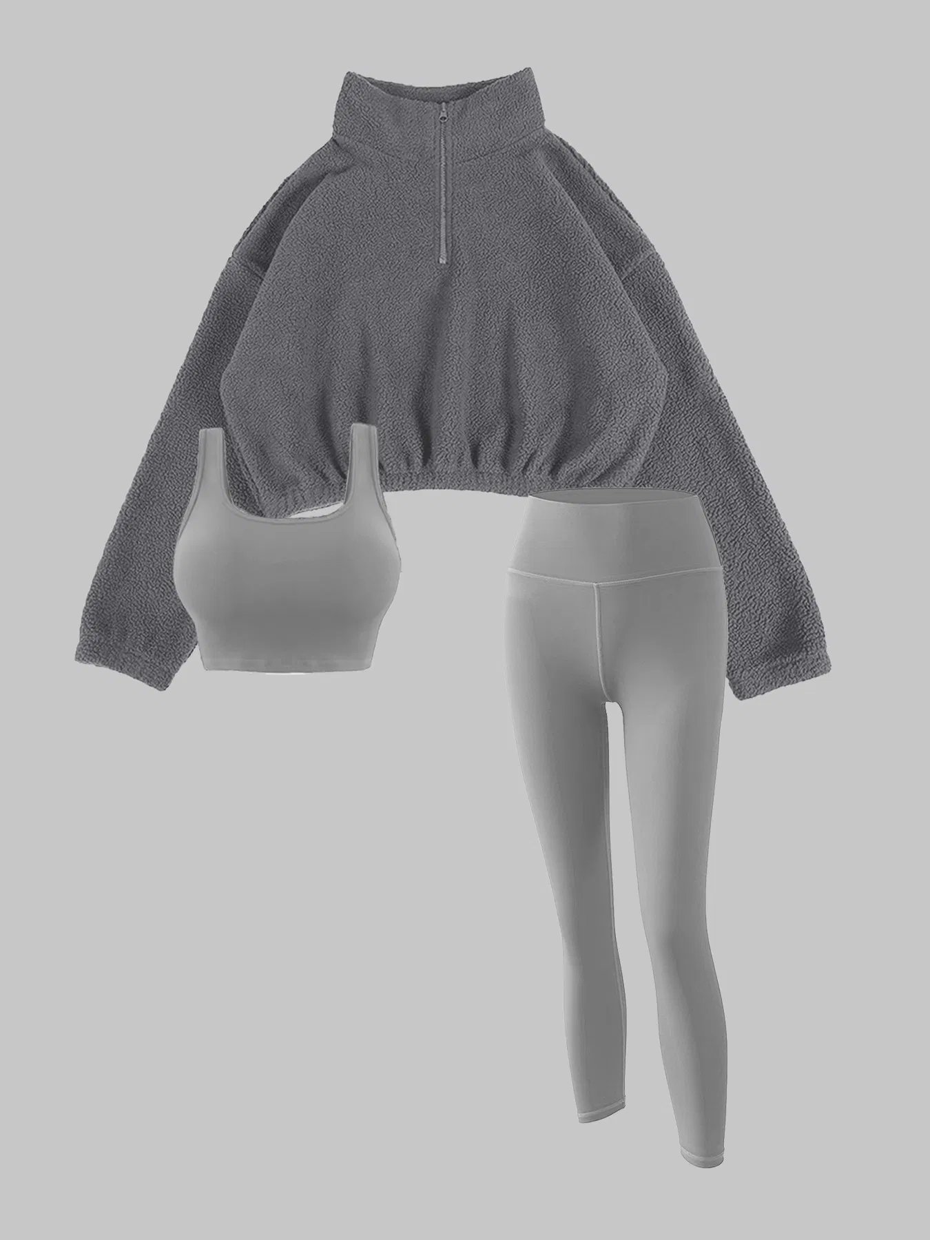 Nuevo Conjunto de Suéter con Media Cremallera y Yoga con Capucha de Cuello Alto 3 Pieza Traje de Fitness Chaleco de Moda y Pantalones Ropa de Gimnasio para el Deporte de Mujeres