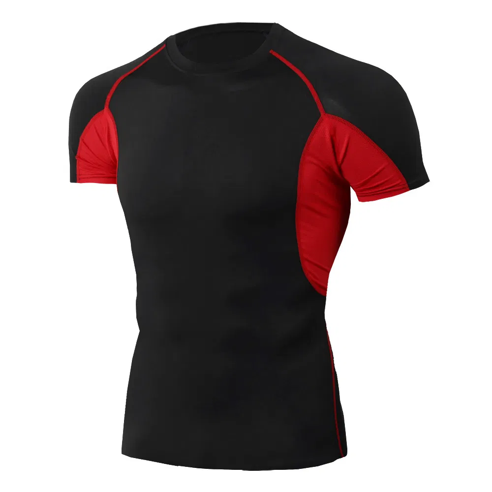 Camiseta de entrenamiento deportiva de manga corta ajustada para hombres, de secado rápido