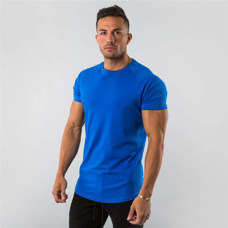 Camiseta de algodón de verano de manga corta para hombres, ropa de gimnasio, moda, tops ajustados lisos, camisetas deportivas, culturismo, camiseta de fitness para hombres