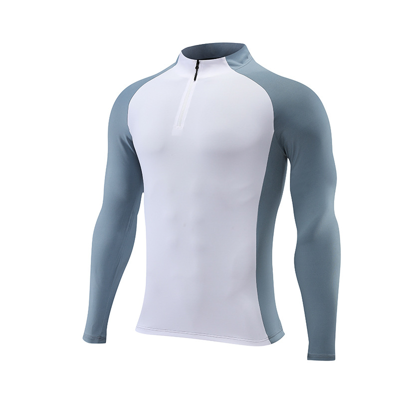 Ropa de secado rápido de manga larga para otoño e invierno, camiseta ajustada de entrenamiento con media cremallera para hombres, baloncesto, running y deportes al aire libre