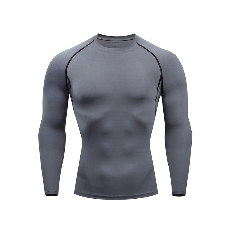 Camiseta de compresión para hombres, entrenamiento de fitness, ajustada, deportiva, gimnasio, culturismo, de manga larga, camiseta negra para correr, camiseta ajustada para el gimnasio
