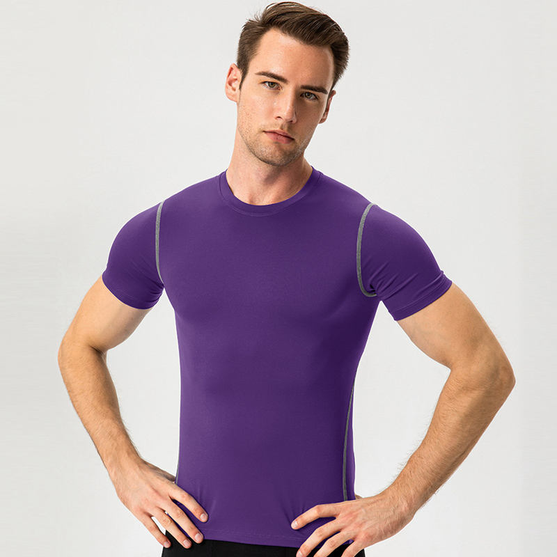Camisetas de gimnasio de entrenamiento muscular más vendidas, camisetas deportivas de compresión de color sólido de manga corta, camisetas de gimnasio para hombres, capa base atlética ajustada para correr