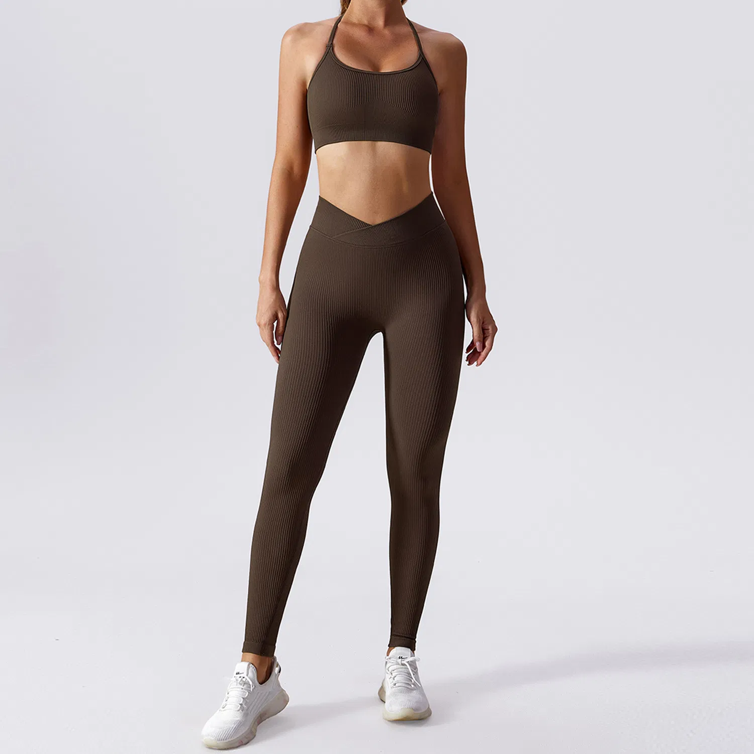 Conjunto de Yoga Sin Costuras al por Mayor Ropa de Entrenamiento para Mujeres 2PCS Sujetador Deportivo Pantalones Cortos de Cintura Alta Conjuntos de Leggings de Yoga Ropa de Gimnasio Fitness