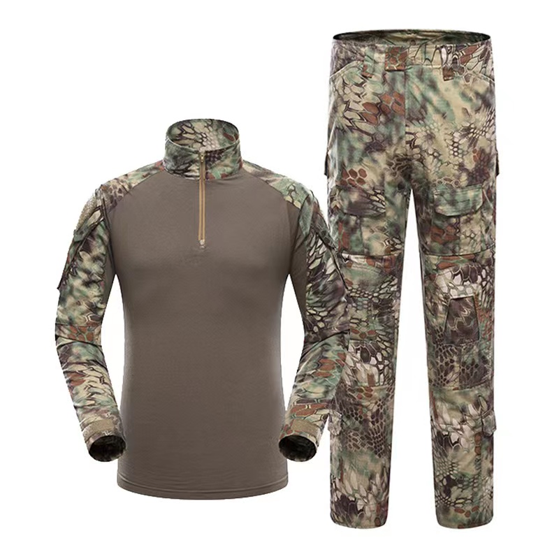 Conjunto de Entrenamiento de Camuflaje Exterior de Mangas Largas Trajes de Combate de Rana Ropa Táctica para Senderismo