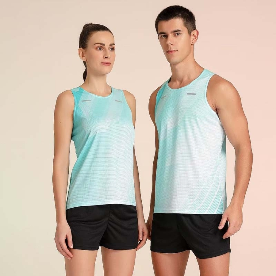 Camiseta unisex de poliéster personalizada con logo, anti-UV, para correr y hacer jogging
