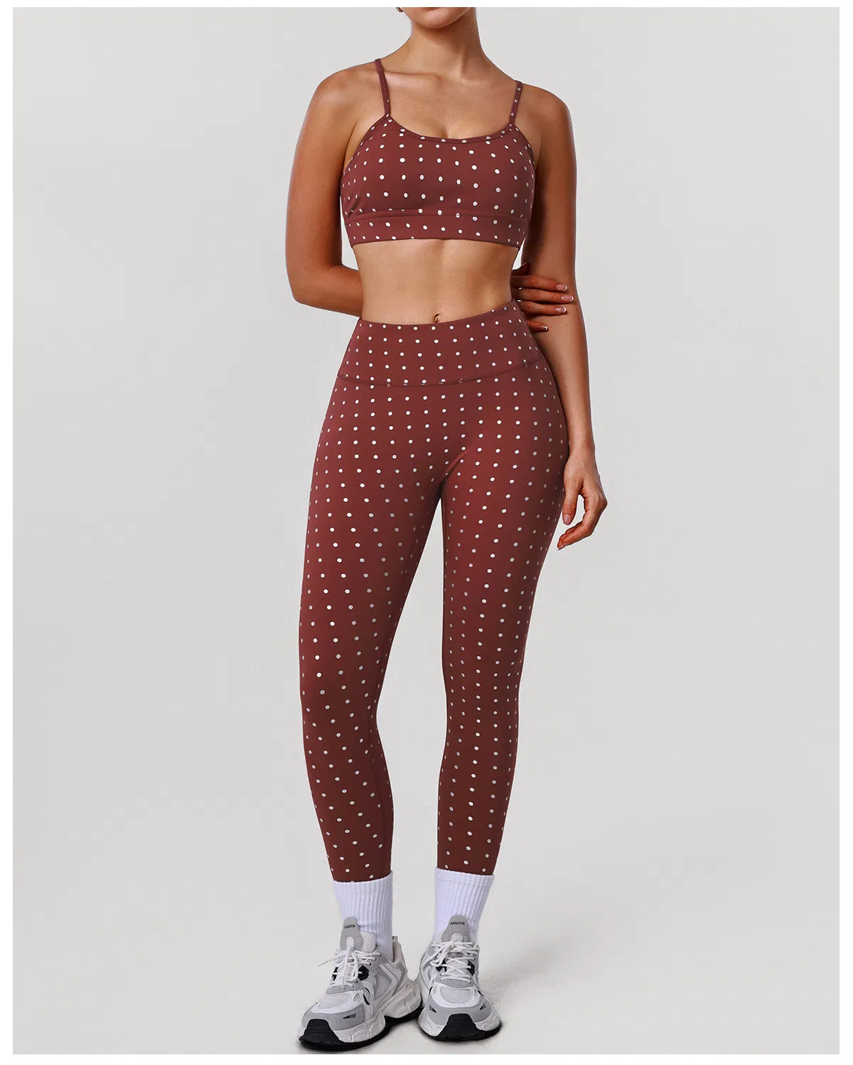 Conjuntos de entrenamiento para mujer Polka DOT, leggings de alta elasticidad, sujetador deportivo, ropa de gimnasio