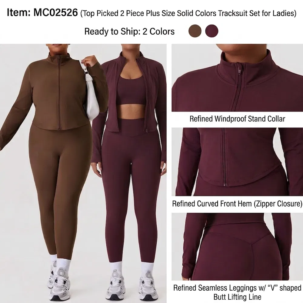 Conjunto de Ropa de Fitness para Mujeres de Talla Grande con Logo de Marca Personalizado 2 Pieza, Leggings de Yoga que Levantan el Trasero con Ajuste Slim y Chaqueta Deportiva con Cremallera, Conjunto de Jogger Premium